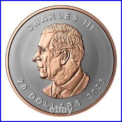 20 $ Dollar Ultra High Relief Maple Leaf Canada 1 Oz Silver + Rose Gold 2025