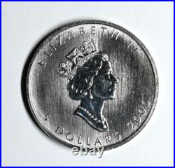 2000 $5 Pure. 9999% Silver Maple Leaf 1 oz Coin RCM in Flip Firework Privy