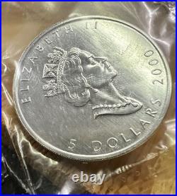 2000 SEALED BU 1 Oz $5 Canada. 9999 SILVER Maple Leaf Millennium Fireworks Privy