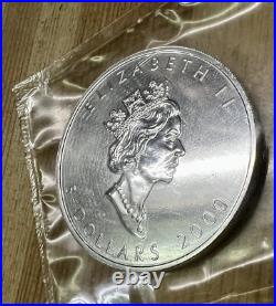 2000 SEALED BU 1 Oz $5 Canada. 9999 SILVER Maple Leaf Millennium Fireworks Privy