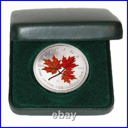 2001 $5 Coloured Maple Leaf Autumn 1 oz 999 Silver Box & COA