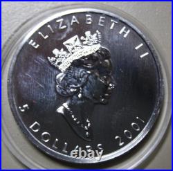 2001 Canada Maple 5 Dollars Silver 1oz F#5748 Colored Four Seasons Winter