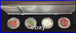2001 to 2004 Canada Coloured & Hologram Silver Maple Leaf Set in Case