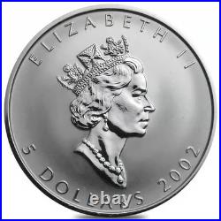 2002 $5 Silver Maple Leaf Horse Privy- 1 oz. Pure Silver Coin