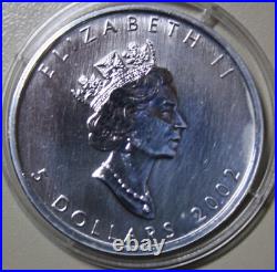 2002 Canada-Canada Maple 5 Dollars 1 Oz Silver F#5750 Privy Mark Horse