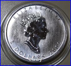 2002 Canada Maple 5 Dollars Silver 1oz F#5753 Color Four Seasons Autumn +Privy