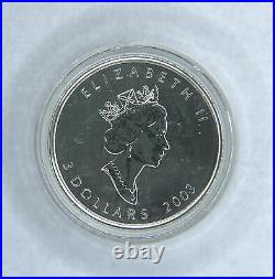 2003 $3 Three Dollar Canadian UK Elizabeth II Maple Leaf with Hologram in Capsule