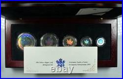 2003.999 Silver Maple Leaf Hologram 5 Coin Set in Wood Box with COA