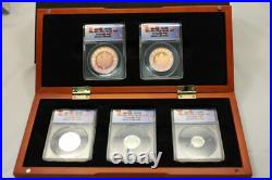 2003 Canada Silver Maple Leaf Hologram 5 Coin Set ANACS MS69 withWood Box