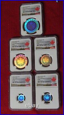 2003 Canada Silver Maple Leaf Hologram 5 Coin Set NGC Specimen SP69 SP70