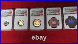 2003 Canada Silver Maple Leaf Hologram 5 Coin Set NGC Specimen SP69 SP70