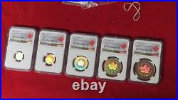 2003 Canada Silver Maple Leaf Hologram 5 Coin Set NGC Specimen SP69 SP70