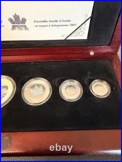 2003 Royal Canadian Mint Maple Leaf. 999 Fine Silver Hologram 5-Coin Set In Box