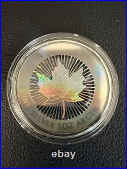 2003 Royal Canadian Mint Maple Leaf. 999 Fine Silver Hologram 5-Coin Set In Box
