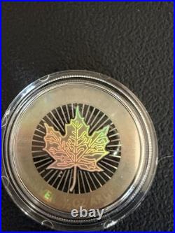 2003 Royal Canadian Mint Maple Leaf. 999 Fine Silver Hologram 5-Coin Set In Box