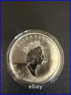 2003 Royal Canadian Mint Maple Leaf. 999 Fine Silver Hologram 5-Coin Set In Box