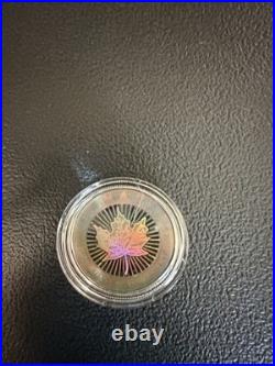 2003 Royal Canadian Mint Maple Leaf. 999 Fine Silver Hologram 5-Coin Set In Box