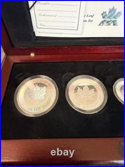 2003 Royal Canadian Mint Maple Leaf. 999 Fine Silver Hologram 5-Coin Set In Box