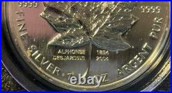 2004 1 Oz. 9999 Silver Canada Maple Leaf with Alphonse Desjardins Privy Mark
