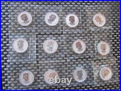 2004 $5 Silver Maple Leaf pure 1 Oz. 9999 with Roman ZODIAC Privy 12 coin set