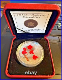 2004 CANADA $5 Winter Colored Silver Maple Leaf 1oz 99.99% Silver