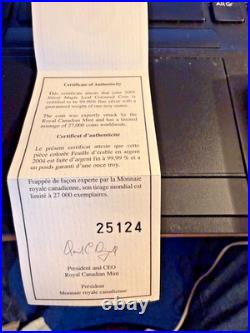 2004 CANADA $5 Winter Colored Silver Maple Leaf 1oz 99.99% Silver