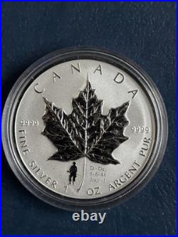 2004 Canada $5 1oz D-Day Privy Mark Silver Maple Leaf Bullion coin