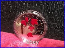 2004 Coloured Silver Maple Leaf Coin Winter withcase and sleeve