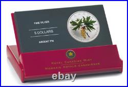 2005 $5 Coloured Maple Leaf Bigleaf Maple Pure Silver Coin 1 oz. Box & COA