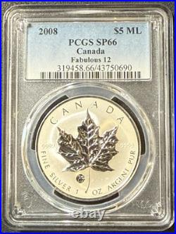 2008 1 Oz. 9999 Fine Silver Canada Maple Leaf with Fabulous 12 F12 Privy Mark