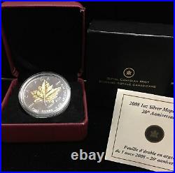 2008 Canada Maple Leaf 1 oz Pure Silver 20th Anniversary