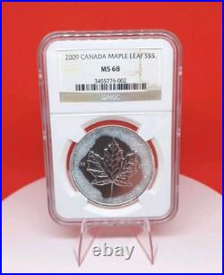 2009 Canada. 9999 Silver Maple Leaf NGC MS 68 Milk spots Canadian Royal Mint