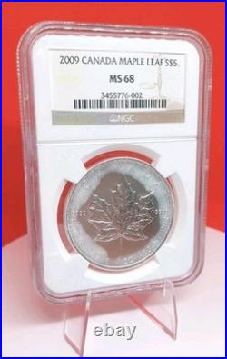 2009 Canada. 9999 Silver Maple Leaf NGC MS 68 Milk spots Canadian Royal Mint