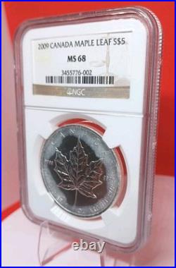2009 Canada. 9999 Silver Maple Leaf NGC MS 68 Milk spots Canadian Royal Mint