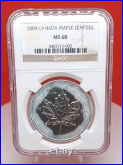 2009 Canada. 9999 Silver Maple Leaf NGC MS 68 Milk spots Canadian Royal Mint