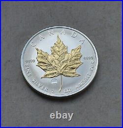 2009 Maple Leaf Canada 1OZ Privy Berlin Silver Silver Gilded 24kt Gold Very Rare