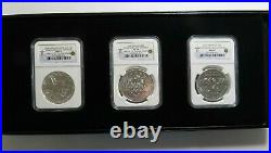 2010 Canada Silver Maple Leaf 3 Coin Vancouver Olympics Box Set Ngc Graded Ms69