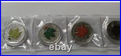 2010 Maple Leaves Colorized Canadian 1 oz X 4 Silver BU coinsQuantity1