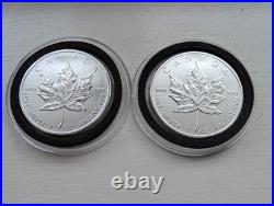 2011 1oz Silver Canadian Maple Bullion Coins x 2