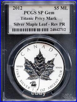 2012 $1 Silver Maple Leaf Titanic Privy SP Gem Rev Proof PCGS # 24842712 + Bonus