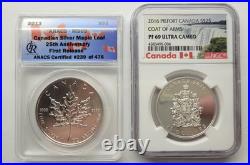 2013 1oz Silver Maple Leaf + 2016 1oz Piedfort Coat of Arms NGC/ANACS MS/PF 69