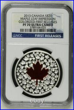 2013 2014 2018 CANADA Maple Leaf IMPRESSION $5 $20 NGC PF70 SP70 3-COIN SET