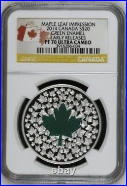 2013 2014 2018 CANADA Maple Leaf IMPRESSION $5 $20 NGC PF70 SP70 3-COIN SET