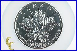 2013 25th Anniversary Canadian 5 oz. 9999 Silver Maple Leaf S$50 Reverse PF-70