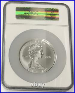 2013 $50 5oz. 9999 Silver Reverse Proof Maple Leaf 25th Anniversary NGC PF69
