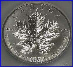 2013 $50 5oz. 9999 Silver Reverse Proof Maple Leaf 25th Anniversary NGC PF69