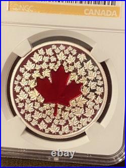 2013 CANADA $20 SILVER MAPLE LEAF IMPRESSION NGC PF 70 Ultra Cameo COLORIZED RED