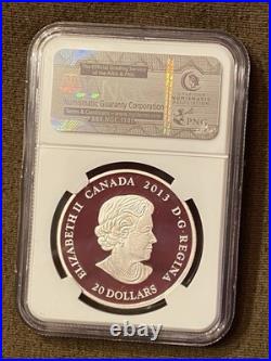 2013 CANADA $20 SILVER MAPLE LEAF IMPRESSION NGC PF 70 Ultra Cameo COLORIZED RED