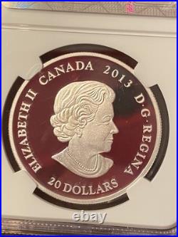 2013 CANADA $20 SILVER MAPLE LEAF IMPRESSION NGC PF 70 Ultra Cameo COLORIZED RED