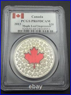 2013 Canada $20 Silver Maple Leaf Impression Red Enamel PCGS PR69DCAM 13B